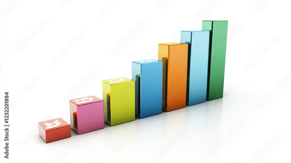 Financial bar graphs, success and growth concept, surreal style, isolated on white background. Financial bar graphs, success and growth concept, surreal style, isolated on white background.