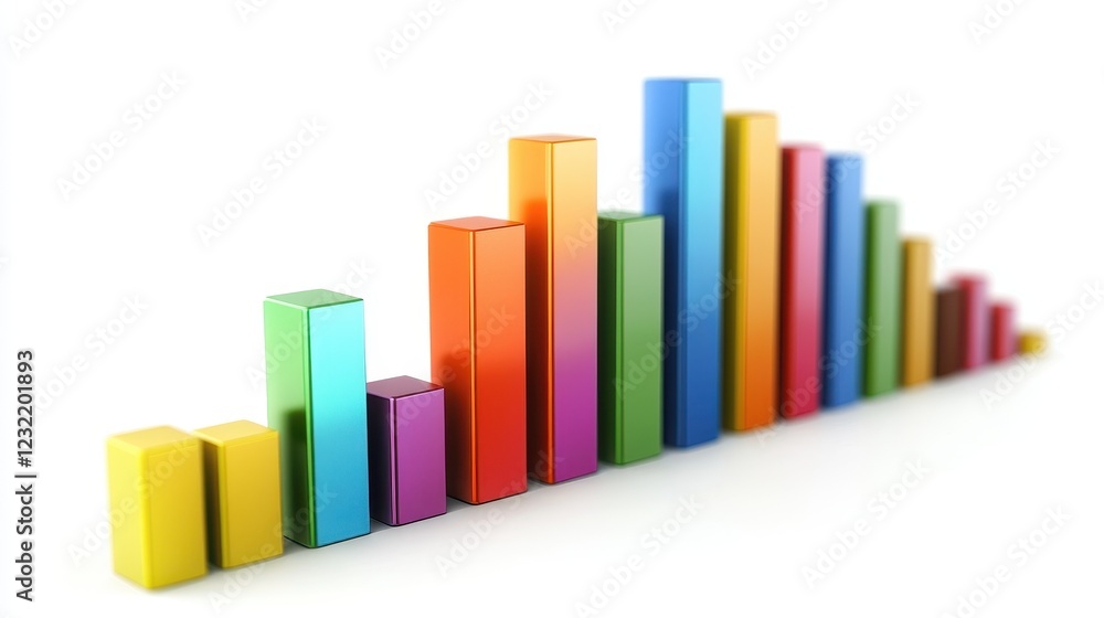 Financial bar graphs, success and growth concept, surreal style, isolated on white background. Financial bar graphs, success and growth concept, surreal style, isolated on white background.