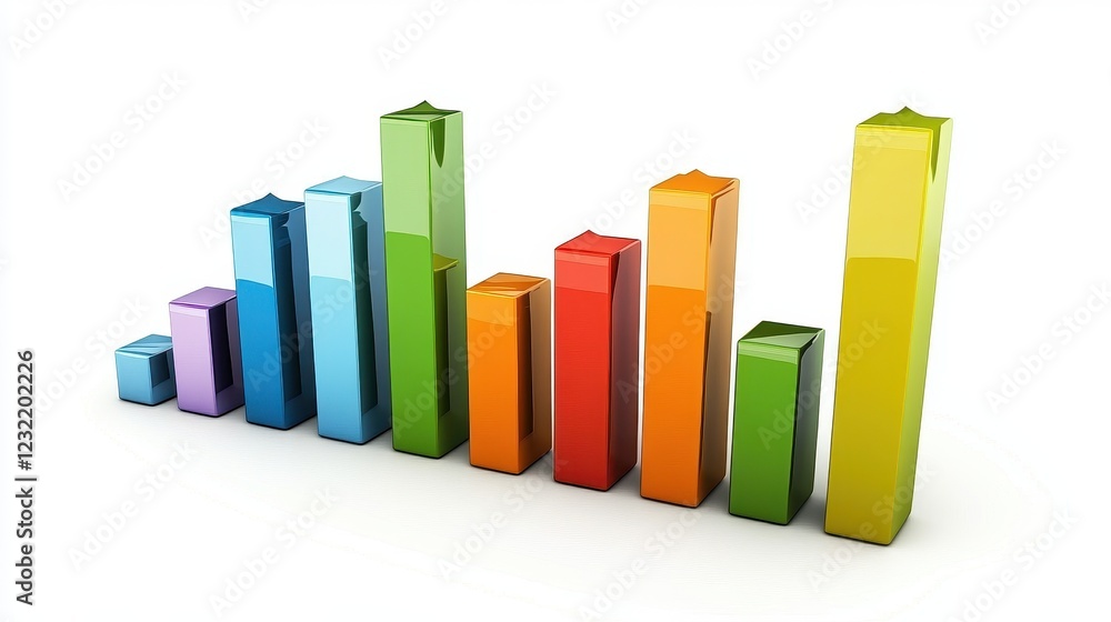 Financial bar graphs, success and growth concept, surreal style, isolated on white background. Financial bar graphs, success and growth concept, surreal style, isolated on white background.