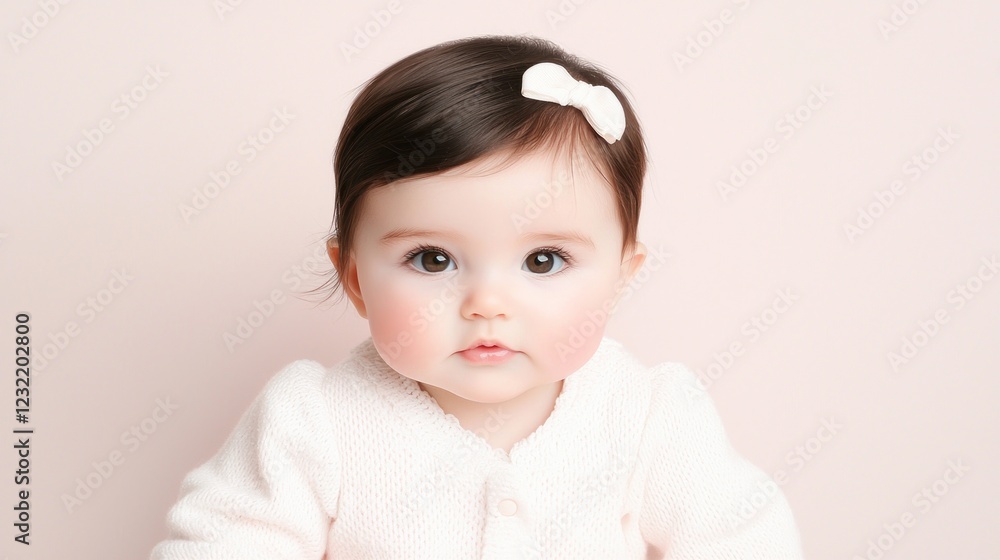 Adorable Baby Girl Portrait: Pink Background Adorable Baby Girl Portrait: Pink Background