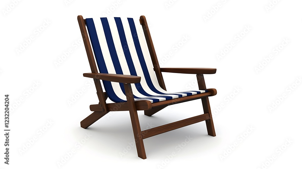 Striped chair for rest, isolated on white, relax Striped chair for rest, isolated on white, relax