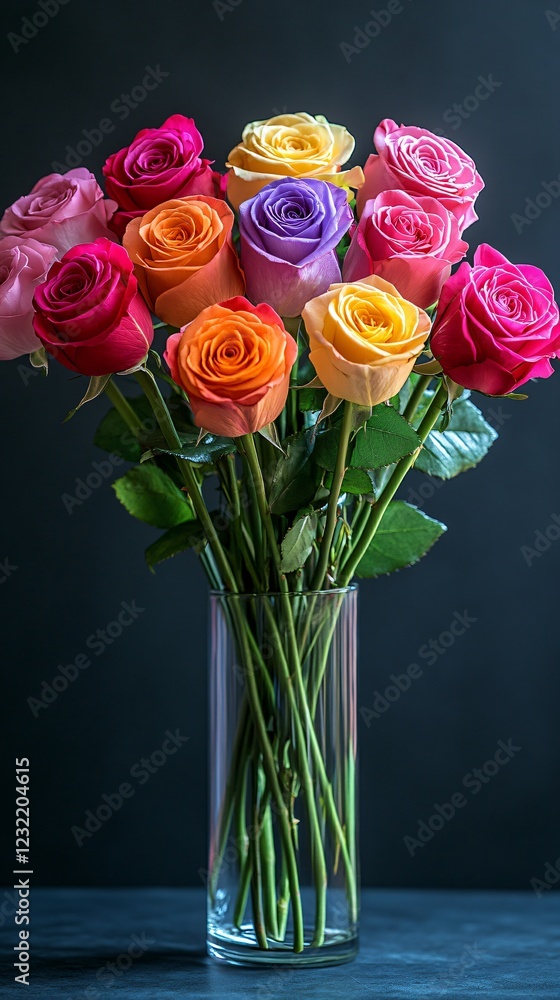 Fototapeta premium bouquet of Colorful roses still life