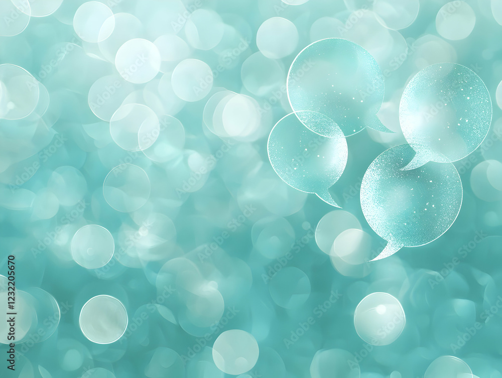 Teal Bokeh Background with Speech Bubbles Teal Bokeh Background with Speech Bubbles