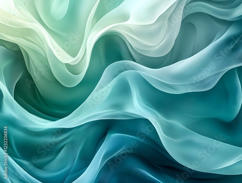 Wallpaper Mural Abstract Teal Fabric Drapery: A soft, ethereal abstract background featuring flowing, layered teal fabric. The subtle hues and smooth curves evoke a sense of calm and tranquility. Torontodigital.ca
