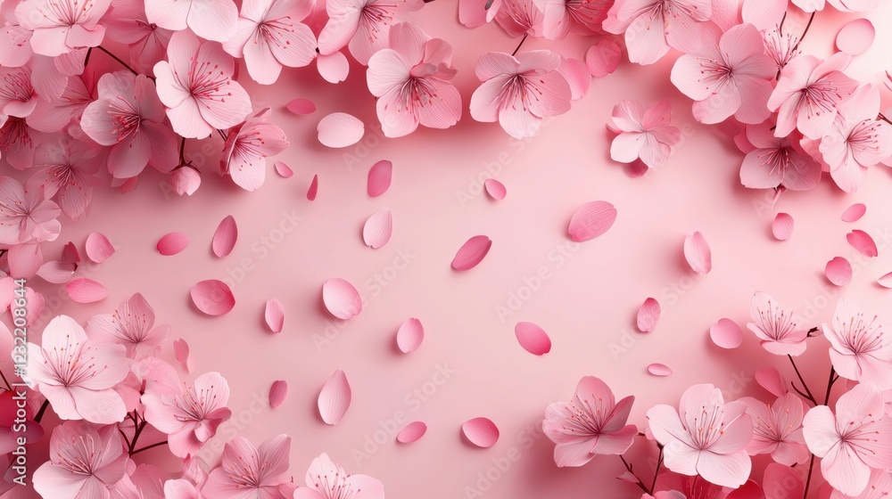 Minimalist cherry blossom branch, flat-design Minimalist cherry blossom branch, flat-design