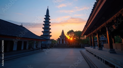 Serene Sunset at Borobudur Temple Complex