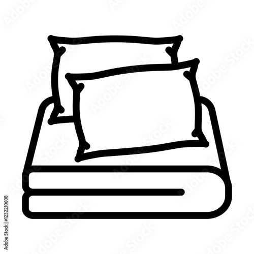 Bed linen set with pillows icon outline set sign