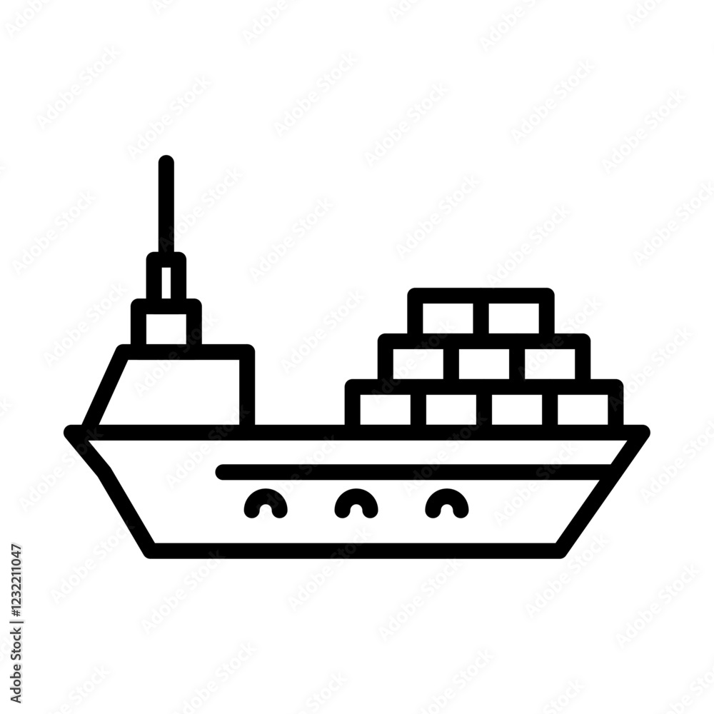 Cargo ship icon outline set sign Cargo ship icon outline set sign