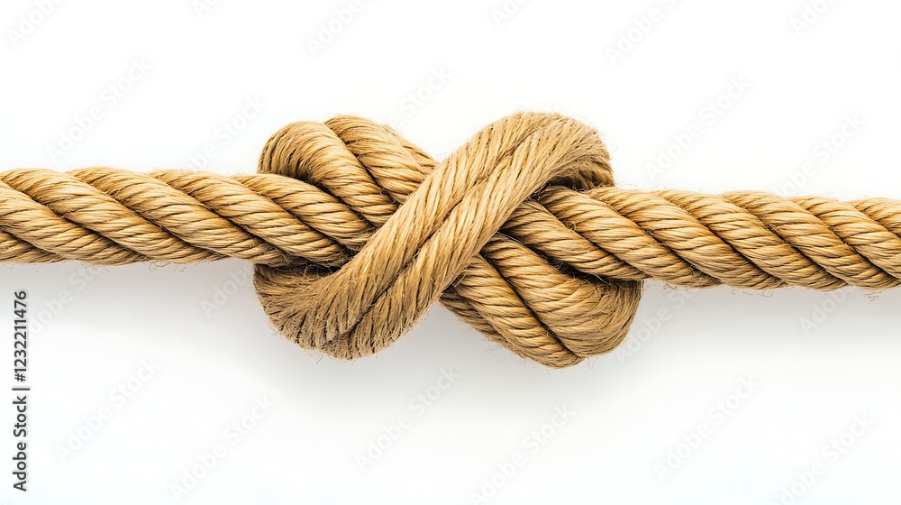 A detailed image of intertwined ropes forming a strong knot, emphasizing strength and connection, placed on a plain white background A detailed image of intertwined ropes forming a strong knot, emphasizing strength and connection, placed on a plain white background