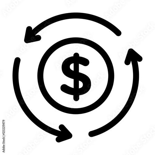 Circulation of money icon outline set sign