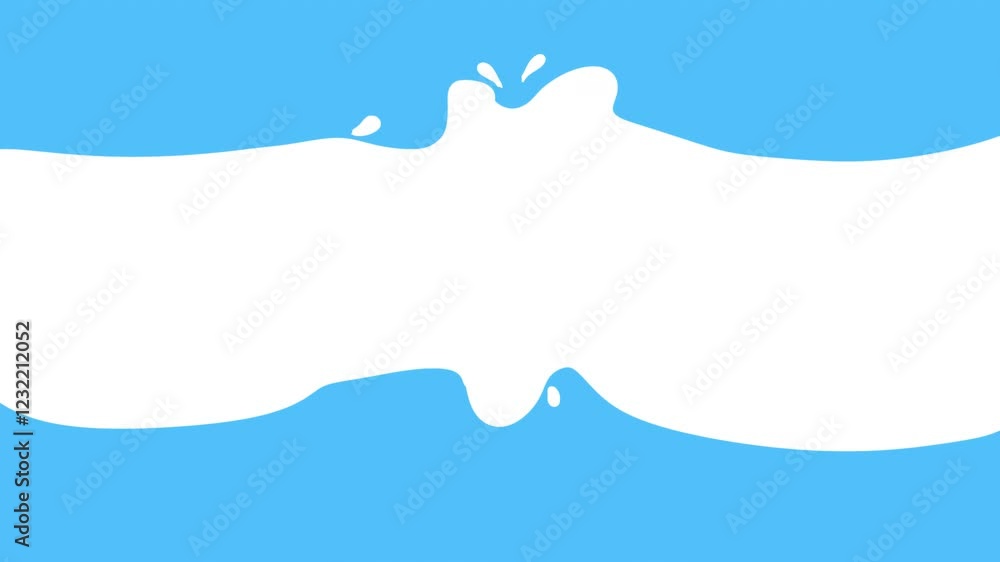 2d animation white liquid or fluid transition on blue background. Hand drawn white splash milk or water in doodle cartoon style. 2d animation white liquid or fluid transition on blue background. Hand drawn white splash milk or water in doodle cartoon style.