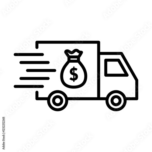 Delivery cost icon outline set sign
