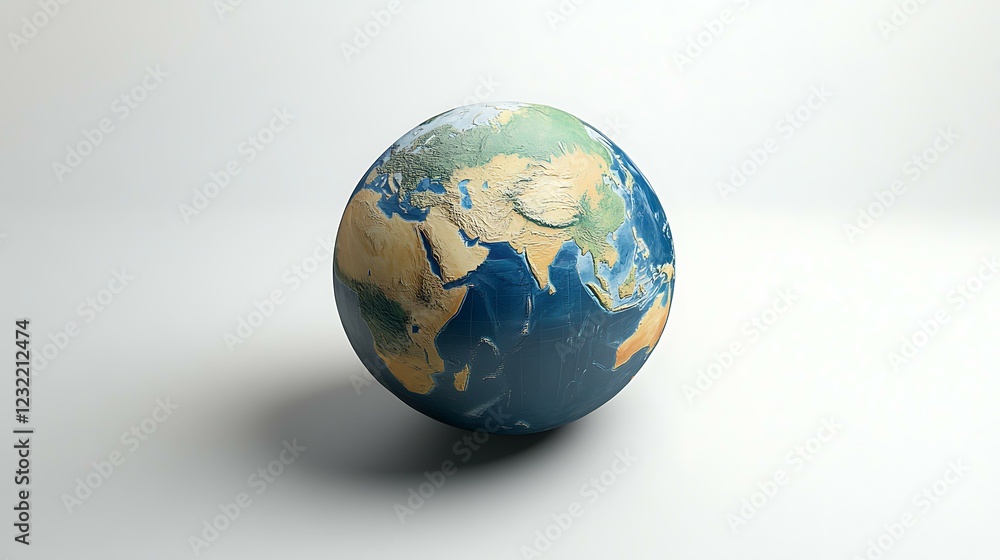 A fun and vibrant 3D-rendered cartoon globe with a slightly oversized appearance, featuring simplified geographic details and a clean white background for a modern touch A fun and vibrant 3D-rendered cartoon globe with a slightly oversized appearance, featuring simplified geographic details and a clean white background for a modern touch