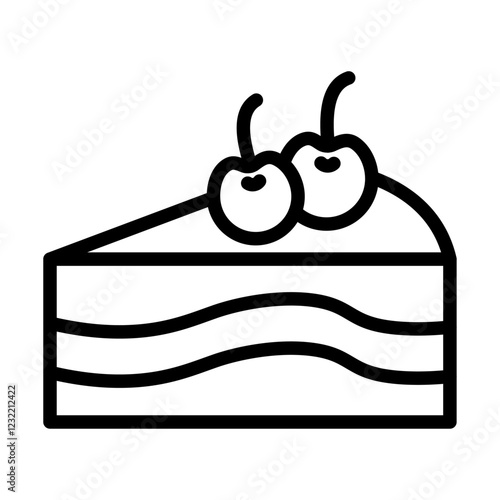 Dessert with cherry icon outline set sign