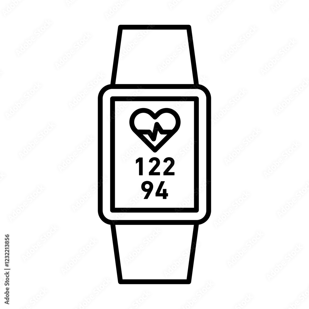 Fitness tracker smart watch icon outline set sign Fitness tracker smart watch icon outline set sign