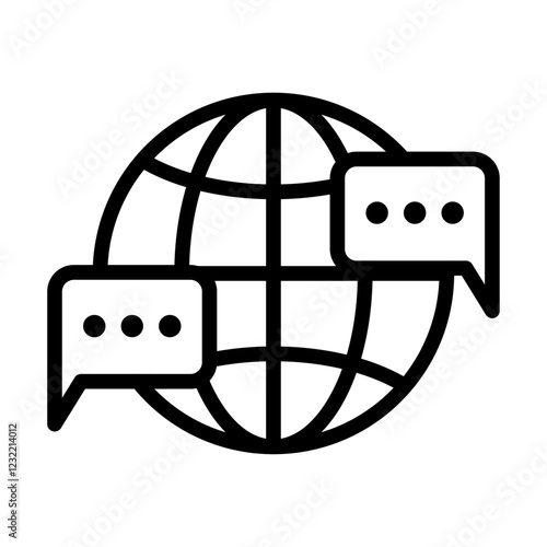 Global dialog icon outline set sign