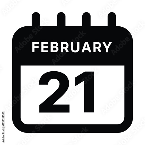 February 21 calendar icon design vector illustration