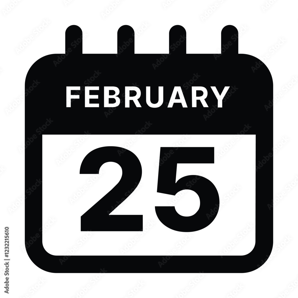 February 25 calendar icon design vector illustration February 25 calendar icon design vector illustration