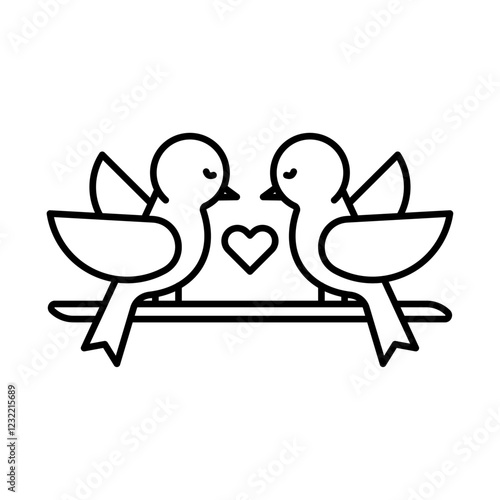 Lover birds icon outline set sign