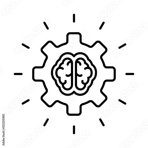 Mind research icon outline set sign