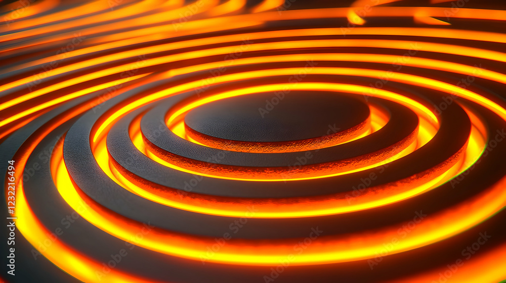 Fototapeta premium Glowing concentric circles, abstract background