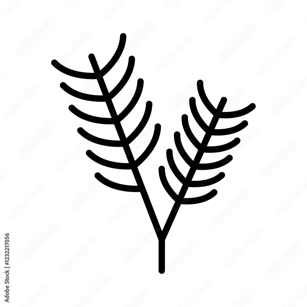 Pine branch icon outline set sign Pine branch icon outline set sign