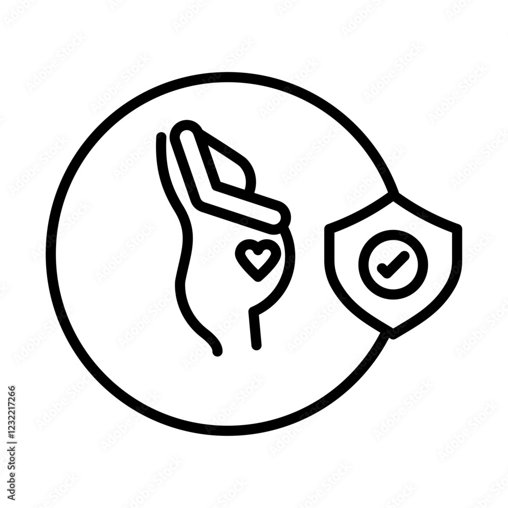 Pregnancy insurance icon outline set sign Pregnancy insurance icon outline set sign
