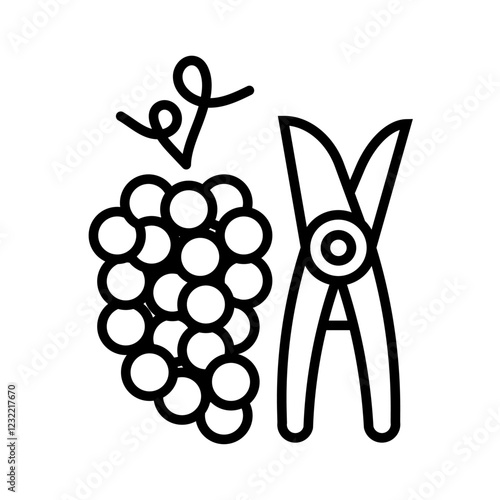 Pruning grape icon outline set sign