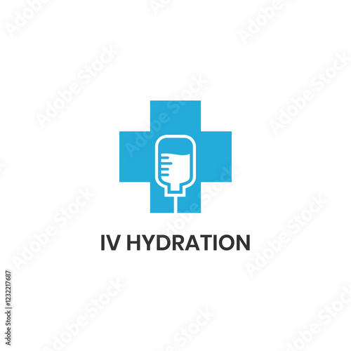 IV hydration logo, nutrition infusion with drip bottle. transfusion medical nursing design