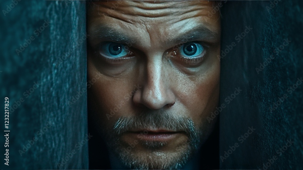A man with a beard and blue eyes is looking at the camera A man with a beard and blue eyes is looking at the camera
