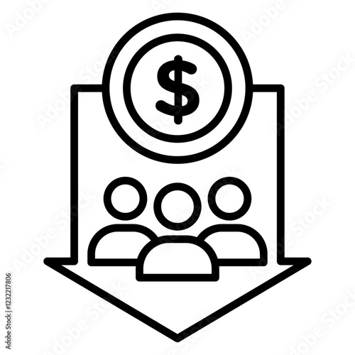 Reduce labor costs icon outline set sign