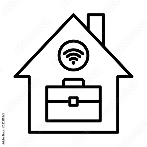 Remote work from home icon outline set sign