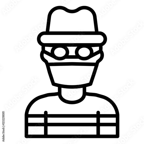 Robber icon outline set sign