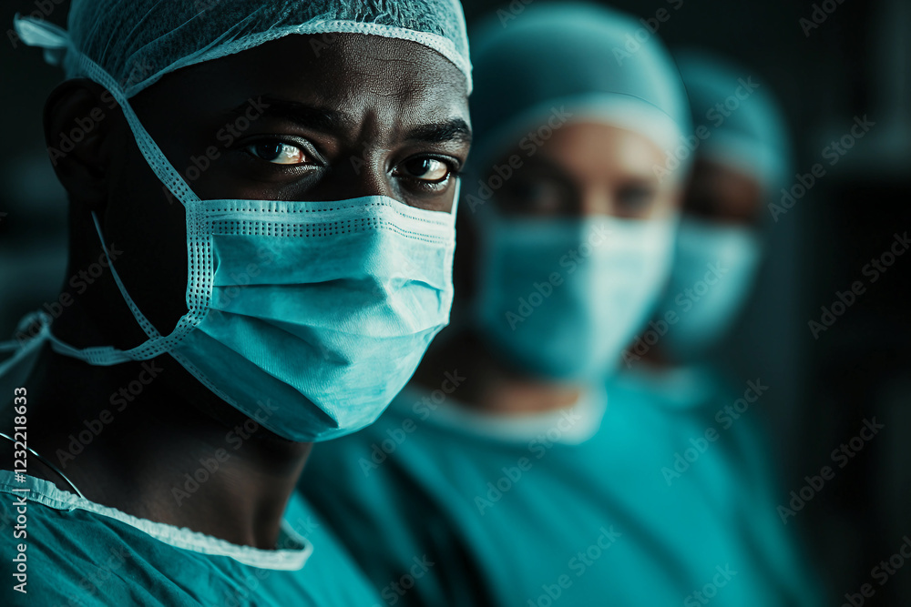 Generative AI image of surgeons performing a medical operation in a high-tech surgical room with advanced medical equipment Generative AI image of surgeons performing a medical operation in a high-tech surgical room with advanced medical equipment