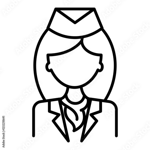Stewardess icon outline set sign