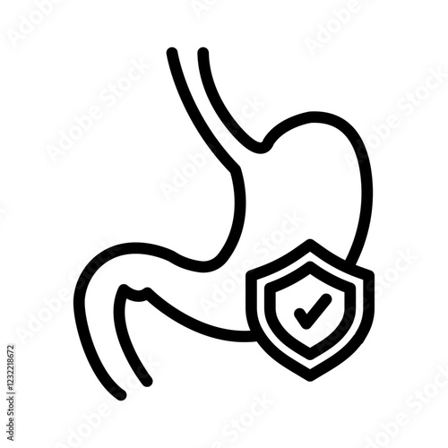 Stomach protection icon outline set sign