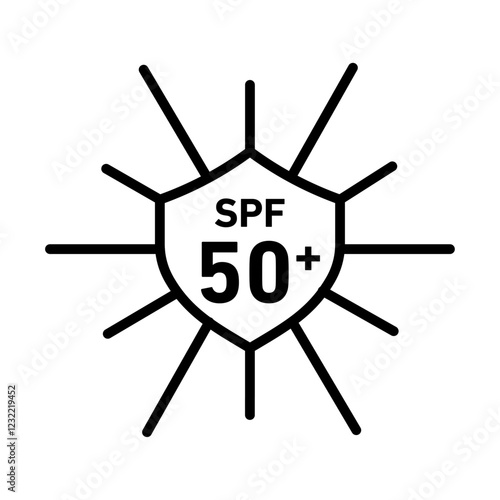 UV SPF 50 protect icon outline set sign
