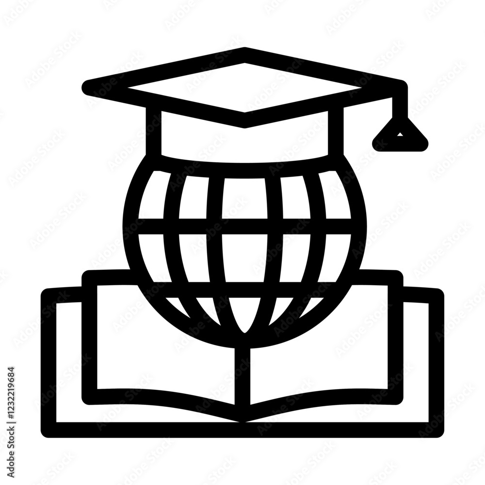 World university icon outline set sign World university icon outline set sign