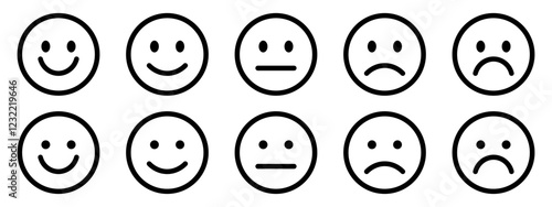 Emoticons set. Emoji faces collection. Emojis flat style.