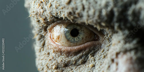 Close-up of Eye Covered in Dried Material photo