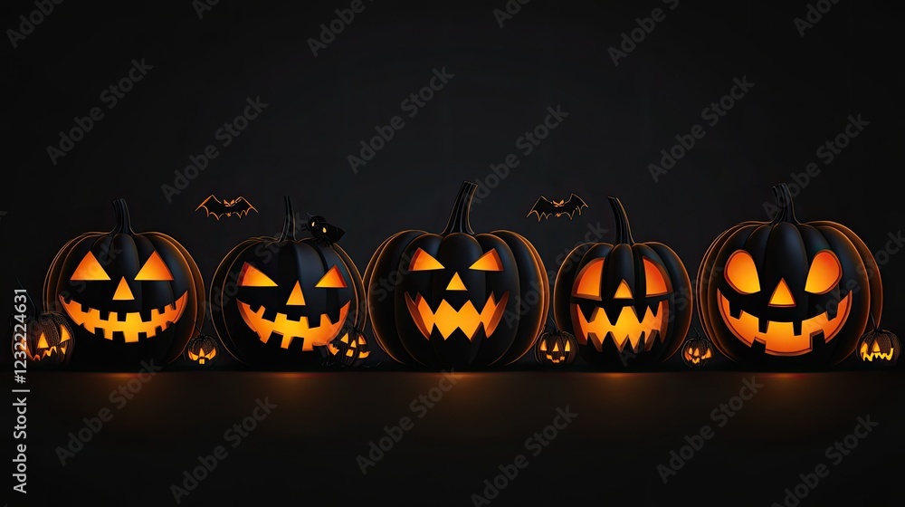 A dark black background with glowing orange Halloween lights creating a mysterious, eerie ambiance. A dark black background with glowing orange Halloween lights creating a mysterious, eerie ambiance.