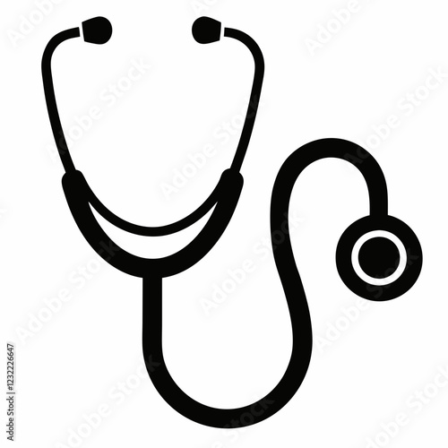 stethoscope silhouette icon black vector