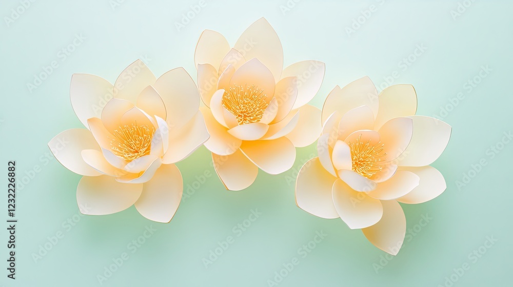 Obraz premium Tranquility, Buddhist flower, Yellow Lotus Serenity, Yellow Lotus Pastel Art, Yellow Lotus Tranquil Design