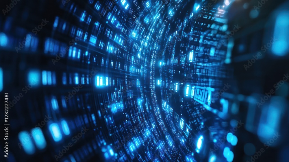 Digital data tunnel, glowing binary code, futuristic background, tech concept Digital data tunnel, glowing binary code, futuristic background, tech concept
