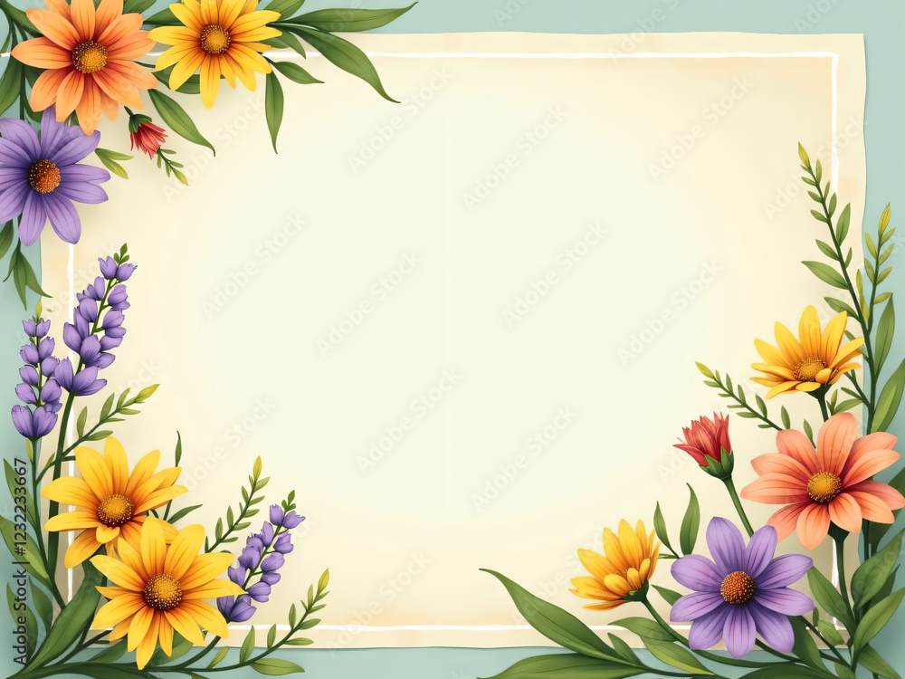 Decorative frame with flowers Decorative frame with flowers