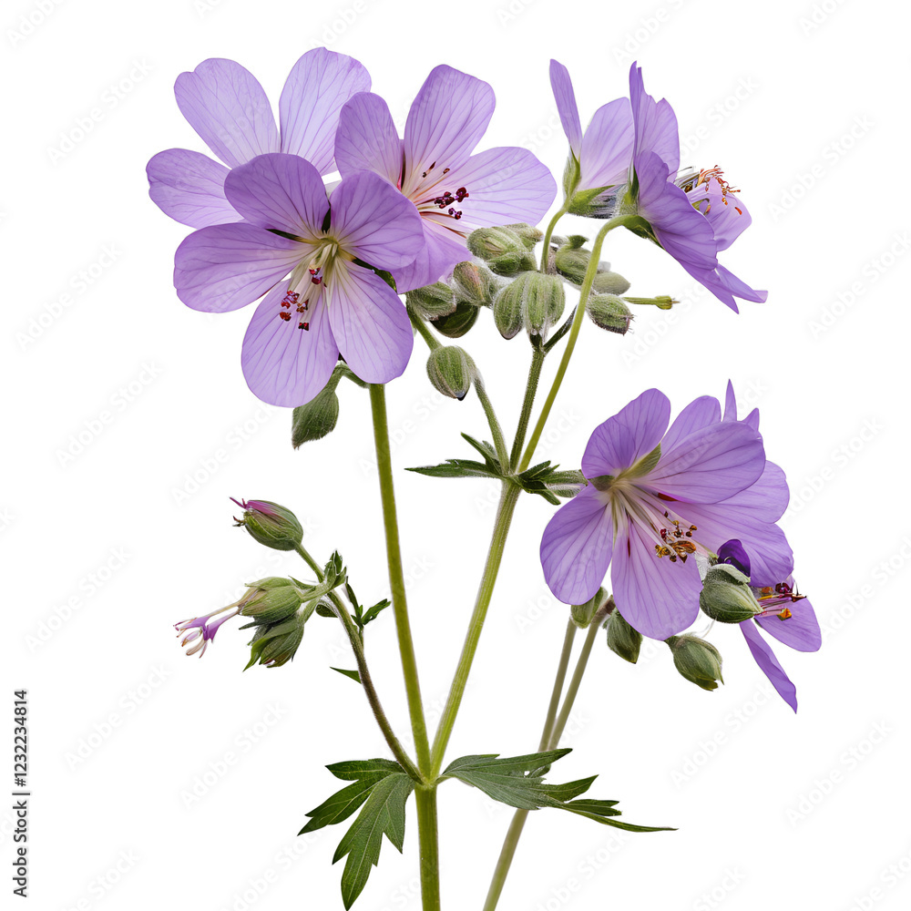 A purple flower with a green stem on transparent background. A purple flower with a green stem on transparent background.