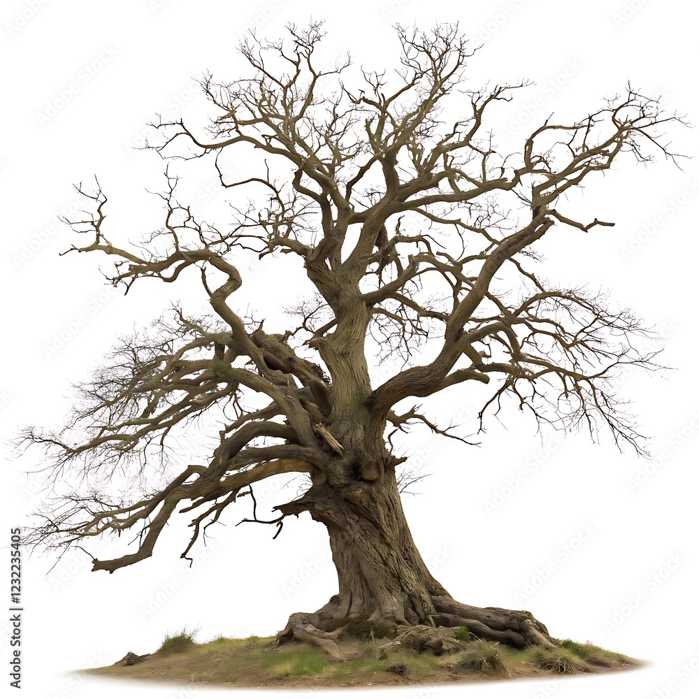 Fototapeta premium leafless old spooky tree isolated on white background