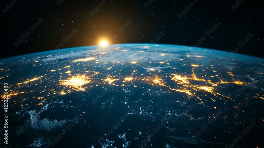 Fototapeta premium Earthrise: A Stunning View of Our Planet at Sunrise