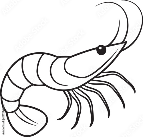 line art of a shrimp fish