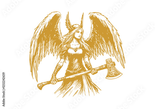 Valkyrie hand drawn sketch vector